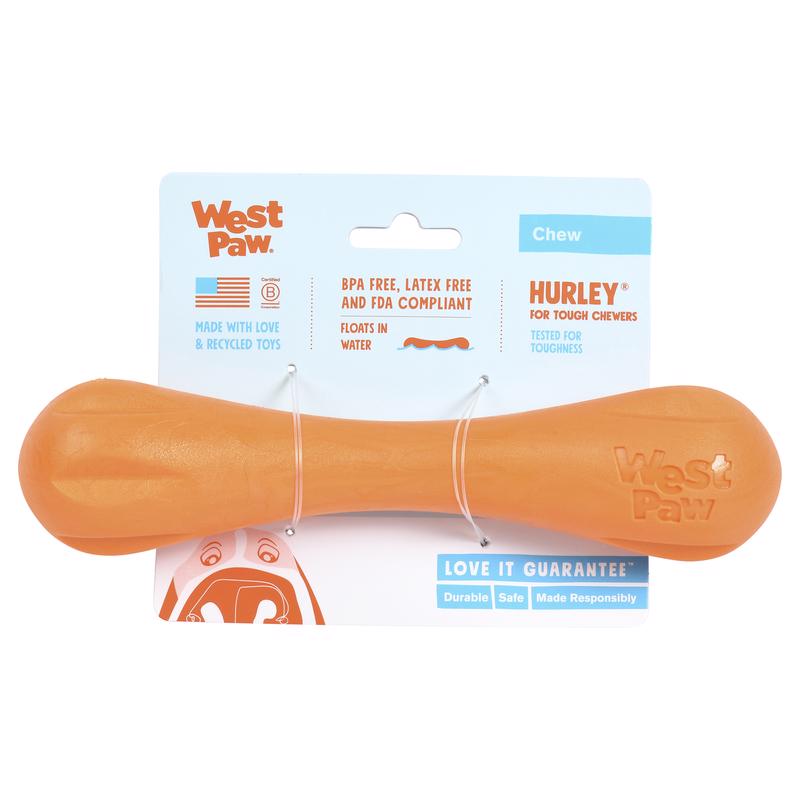 West Paw Zogoflex Orange Plastic Hurley Bone Chew Dog Toy Large in. 1 pk