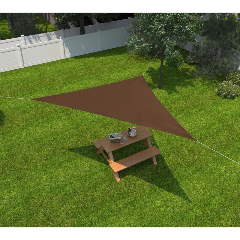 Coolaroo Ready-To-Hang Polyethylene Shade Sail Triangle Shade Sail Canopy 10 ft. H X 10 ft. W X 10 f