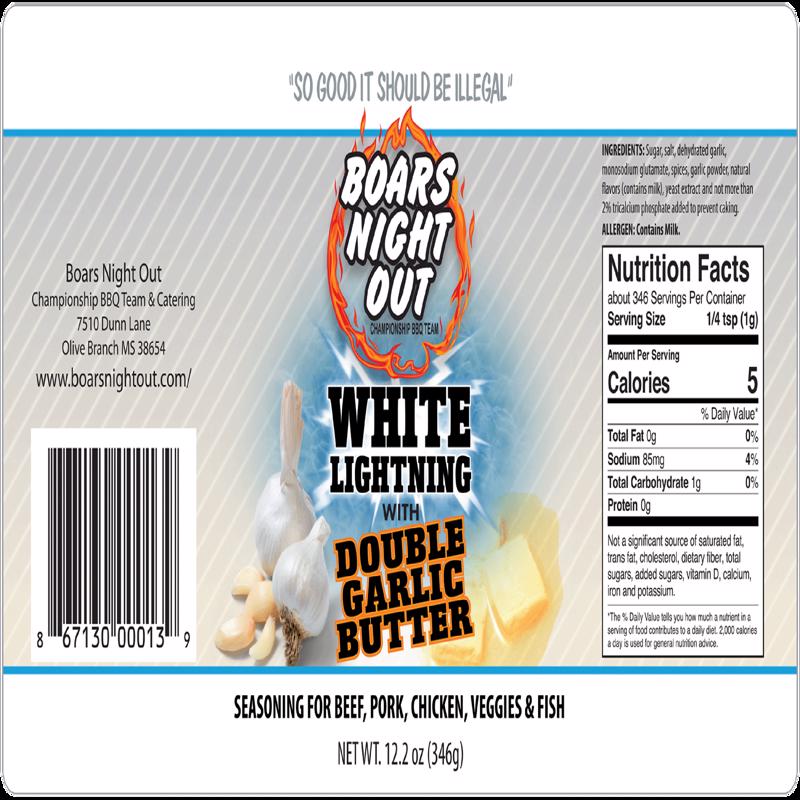 Boars Night Out White Lightning with Butter and Garlic BBQ Seasoning 12.2 oz