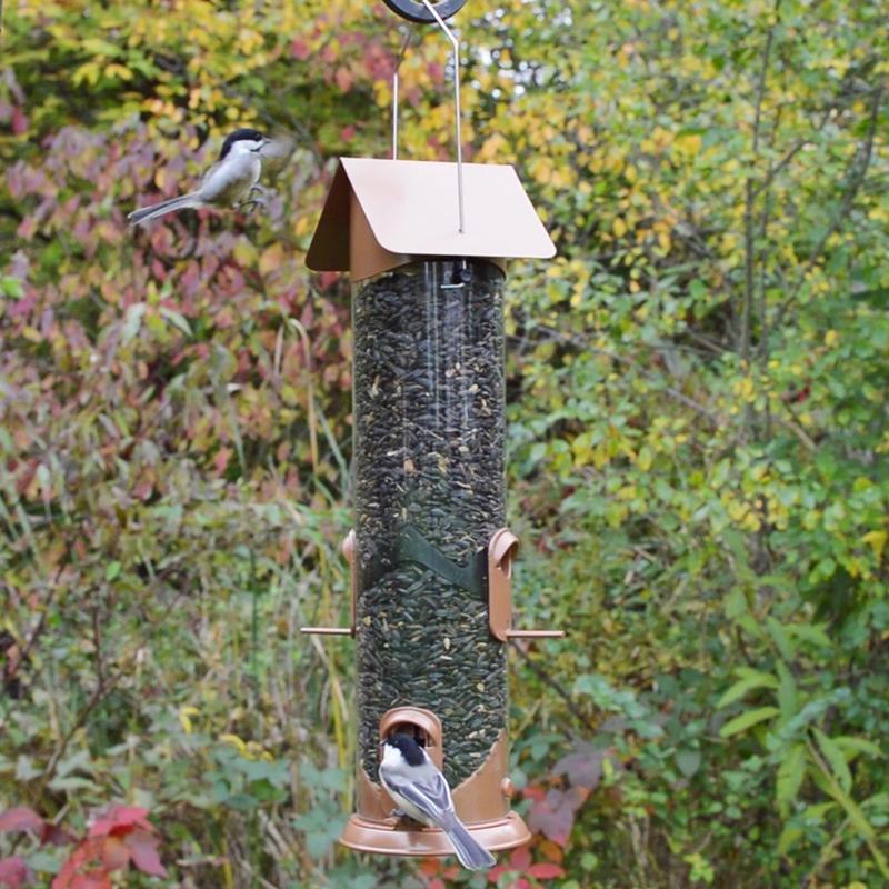 Nature's Way Easy Clean Wild Bird and Finch 3 qt Metal/Plastic Tube Bird Feeder 4 ports