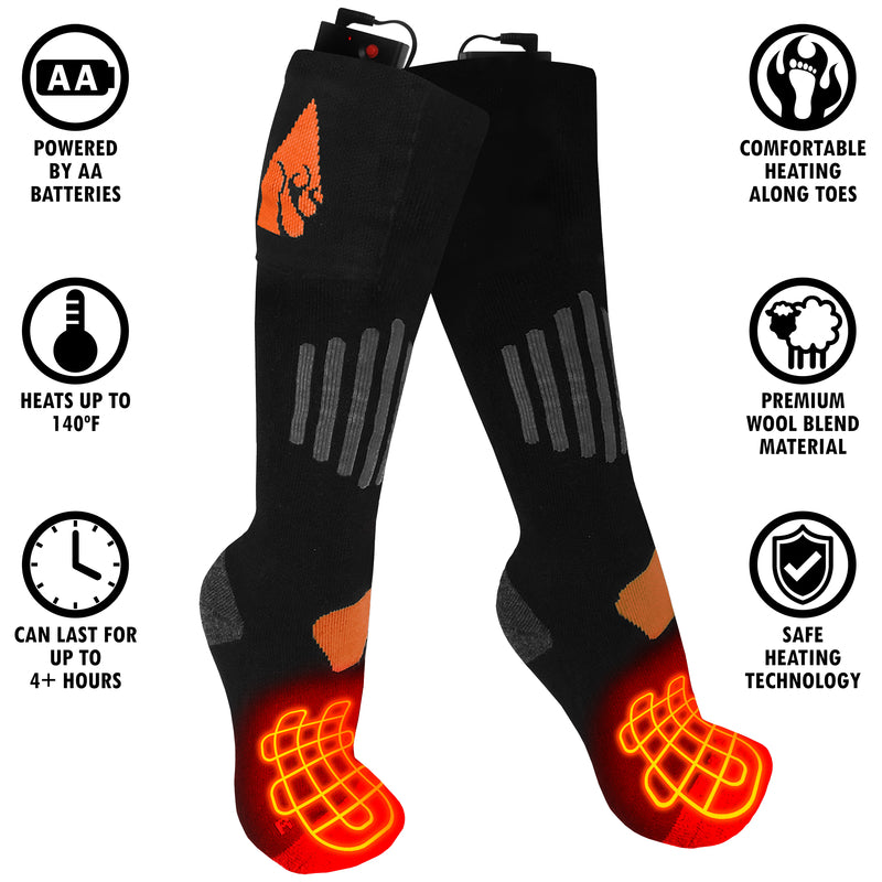 ActionHeat Unisex Heated L/XL Socks Black