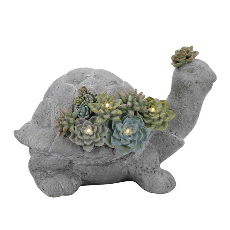 Infinity Resin/Stone Gray 7 in. Turtle Garden Statue