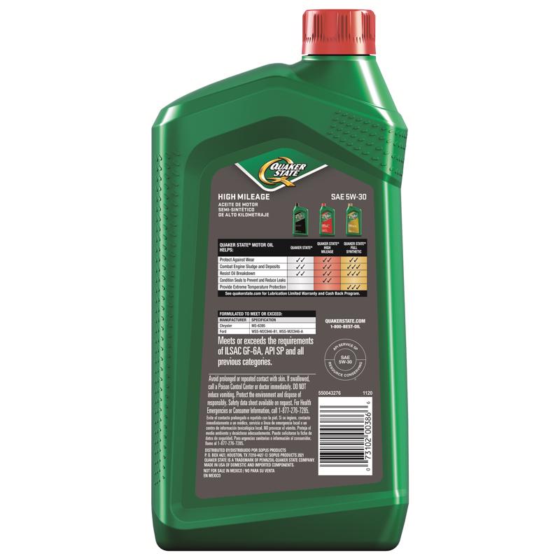 Quaker State Defy 5W-30 Gasoline Synthetic Blend Motor Oil 1 qt 1 pk