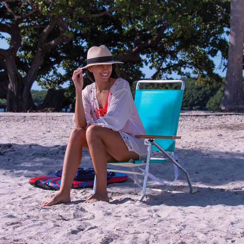 Rio Wave Beach 3-Position Blue Beach Folding Chair