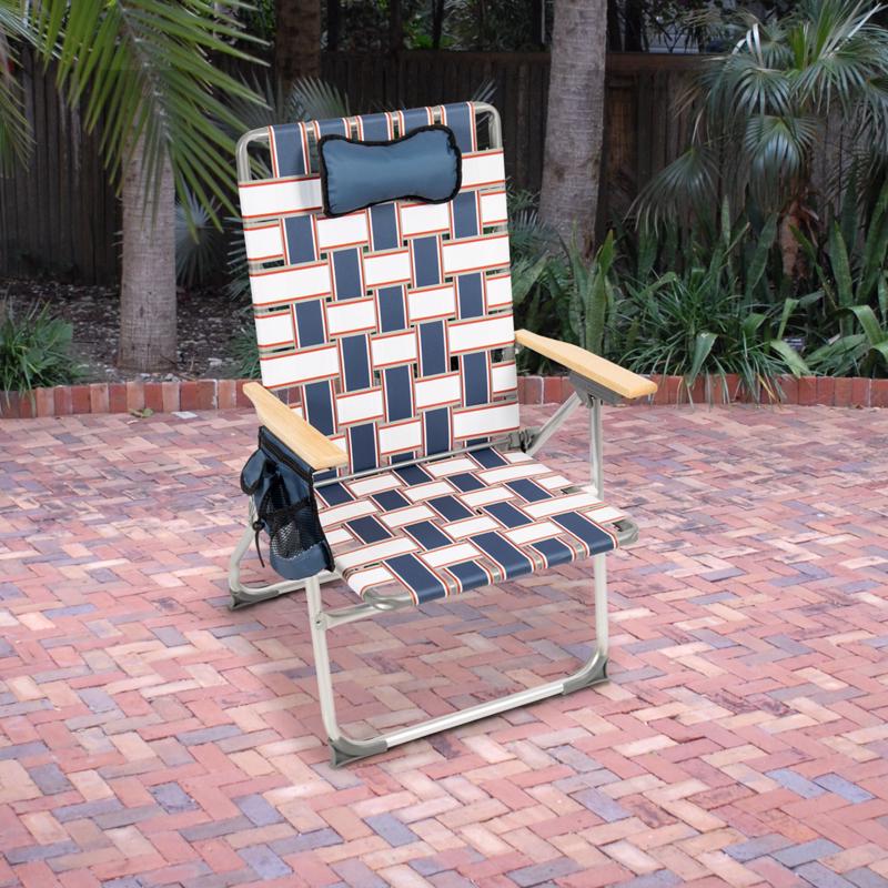 Camp & Go 4-Position Blue/Gray Retro Folding Web Chair