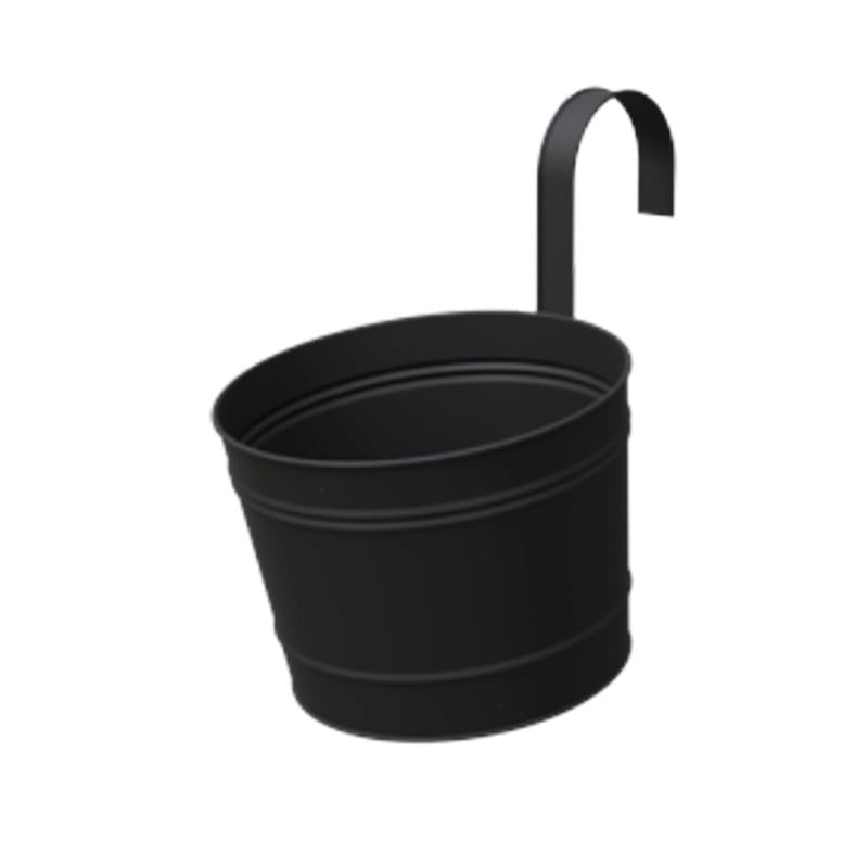 PLANTER OVER RAIL BLK 8"
