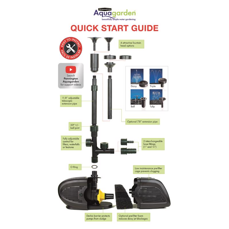 Pennington Aquagarden 0.075 HP 832 gph 120 V Pond Pump Kit