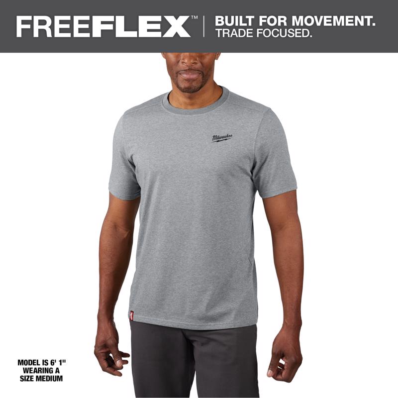 Milwaukee L Short Sleeve Men's Crew Neck Gray Hybrid Work Tee Shirt