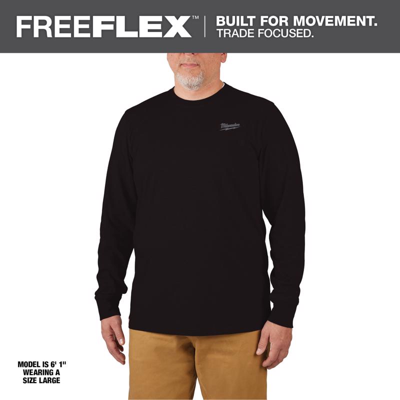 Milwaukee L Long Sleeve Men's Crew Neck Black Hybrid Work Tee Shirt