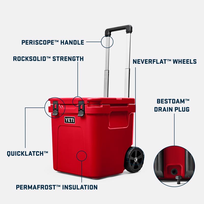 YETI Roadie 48 Rescue Red 48 qt Roller Cooler