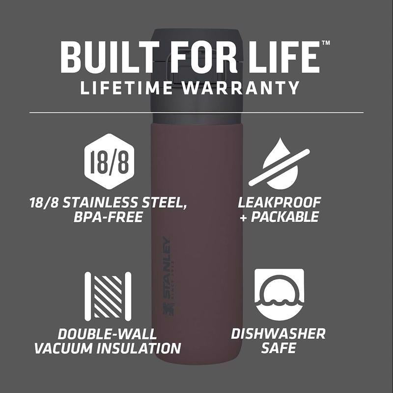 Stanley The Quick Flip 24 oz Double Wall Vacuum Insulation Rose Quartz BPA Free Insulated Bottle