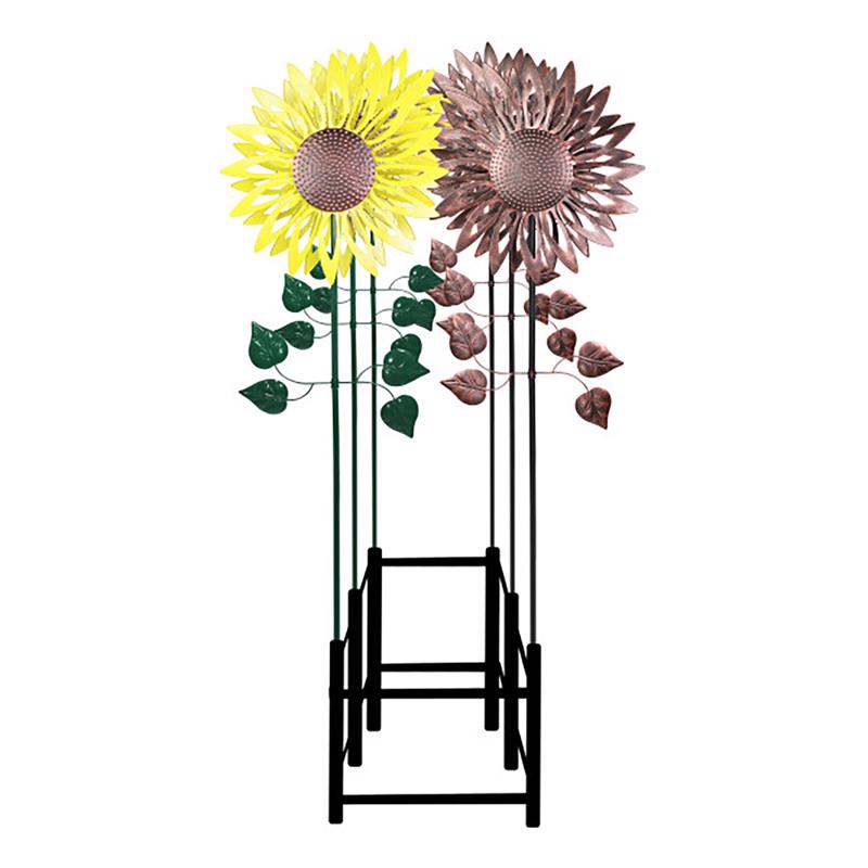 Exhart Assorted Metal 84 in. H Kinetic Sunflower Outdoor Garden Stake