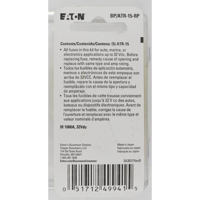 Bussmann 15 amps ATR Blue Blade Fuse 1 pk
