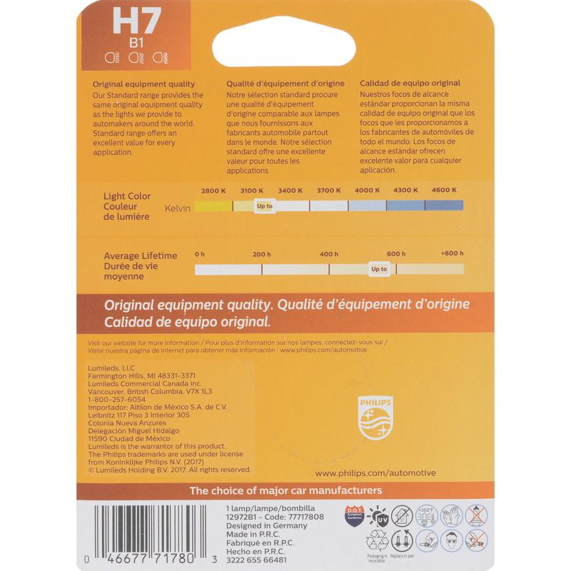 Philips Standard Halogen High/Low Beam Automotive Bulb H7B1