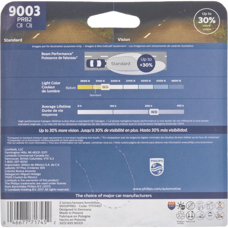 Philips Vision Halogen High/Low Beam Automotive Bulb 9003PRB2