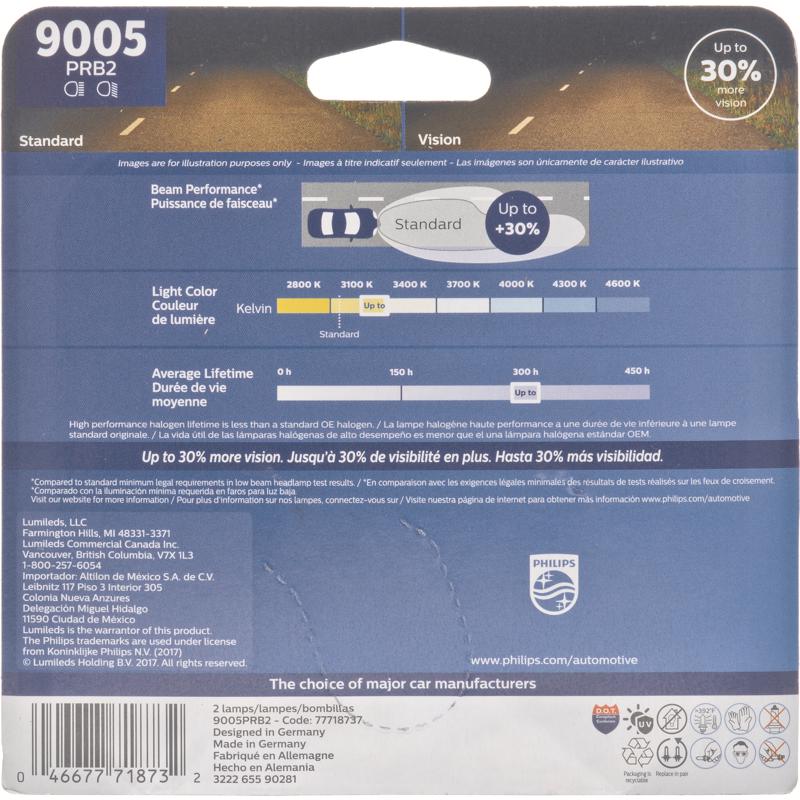 Philips Vision Halogen High Beam Automotive Bulb 9005PRB2