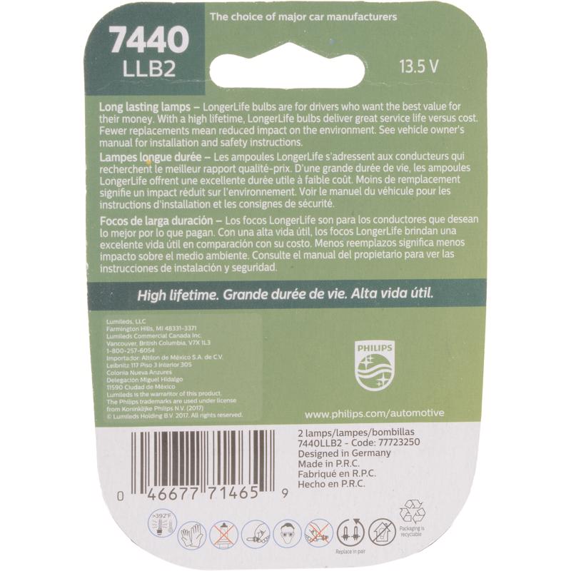 Philips LongerLife Incandescent Back-Up/Cornering/Stop/Turn Miniature Automotive Bulb 7440LLB2