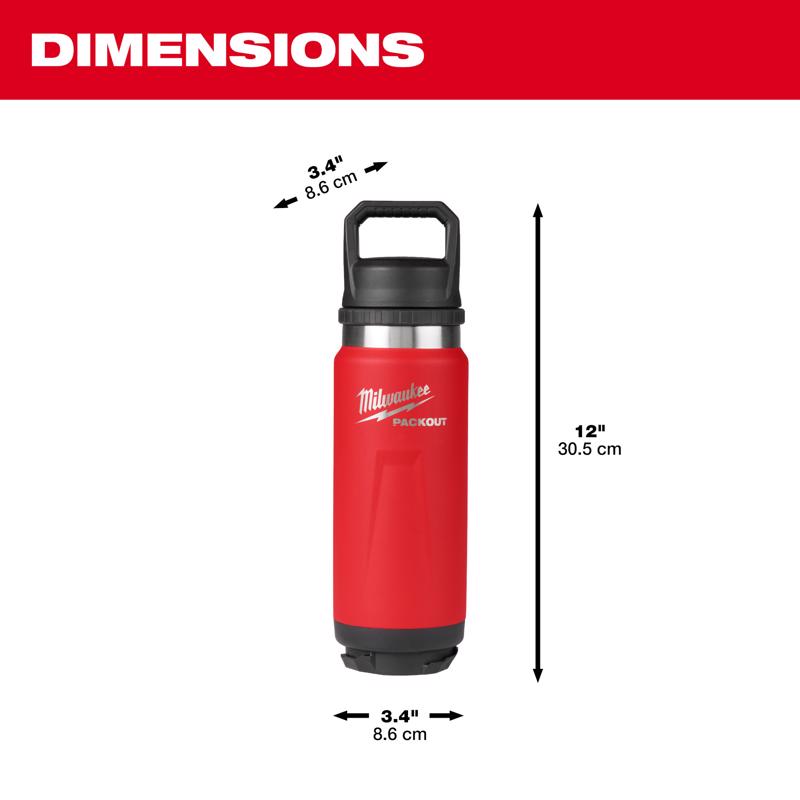 Milwaukee Packout 24 oz Red BPA Free Bottle with Chug Cap