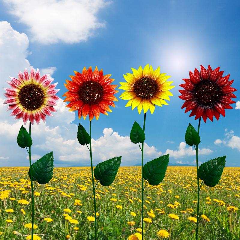 Alpine Assorted Metal 34 in. H Sunflower Outdoor Garden Stake