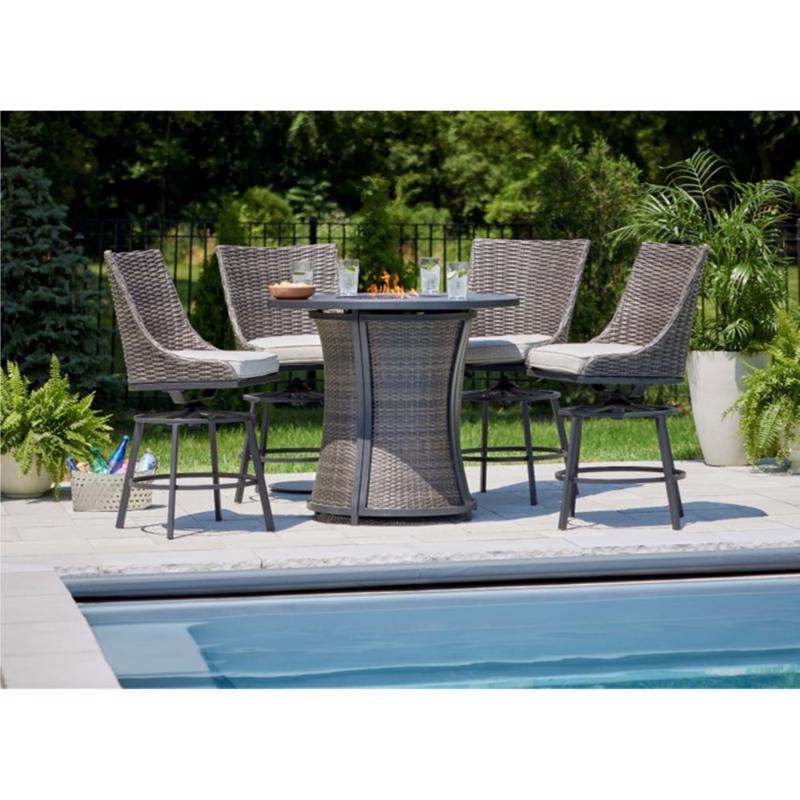 Living Accents Sterling 5 pc Black Steel High Dining Fire Pit Set