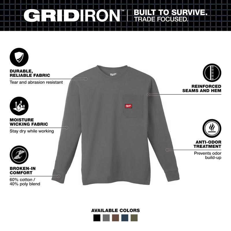 Milwaukee Gridiron L Long Sleeve Men's Round Neck Gray Tee Shirt