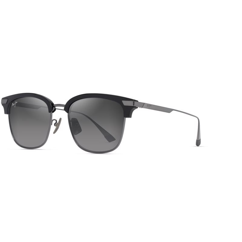 Maui Jim Kalaunu AF Unisex Shiny Black w/Dark Silver Frame Neutral Grey Lens Polarized Sunglasses