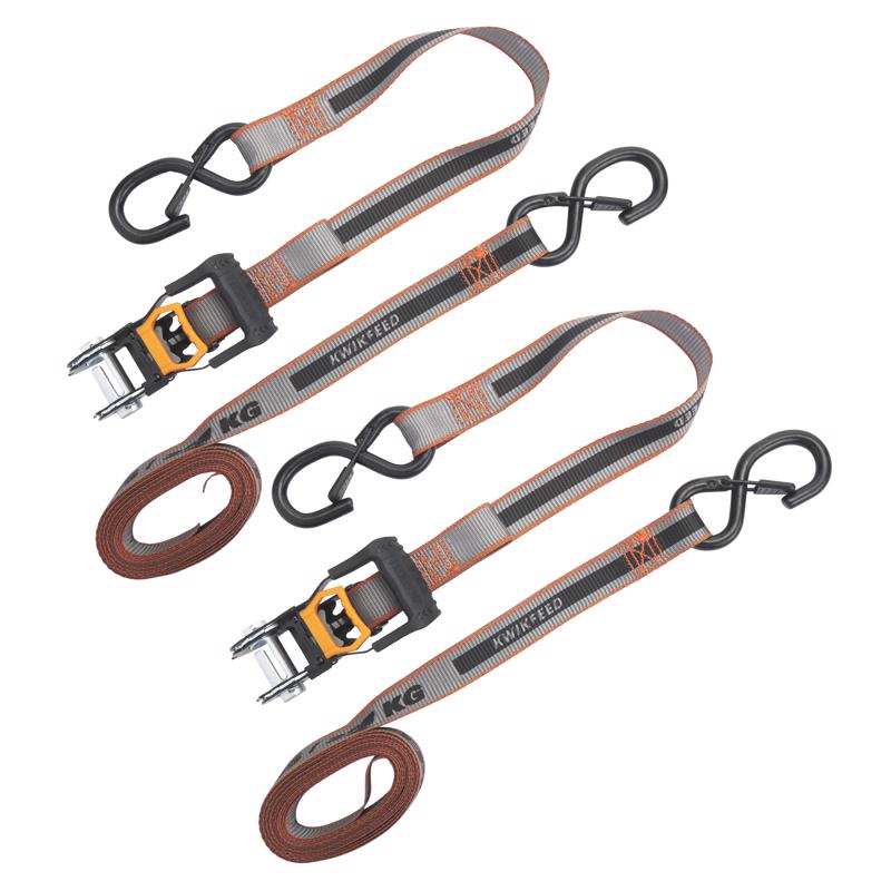 Keeper KwikFeed 1 in. W X 12 ft. L Gray Ratchet Tie Down 500 lb 2 pk