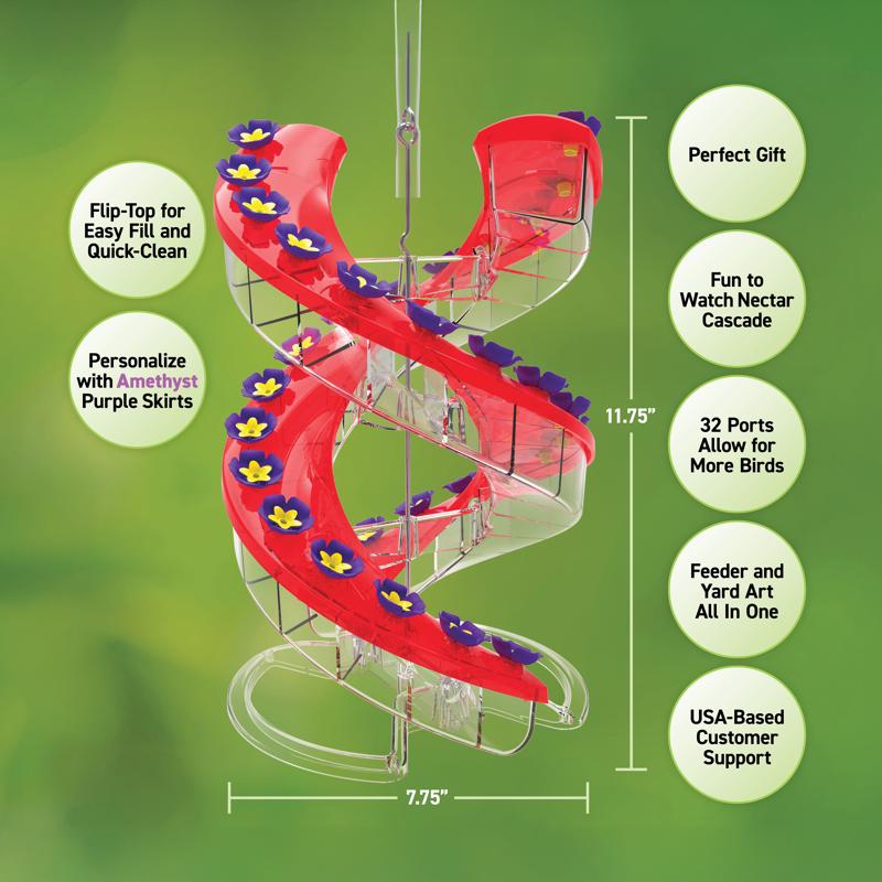 Cascade Hummingbird 23.5 fl. oz. Polypropylene DNA Amethyst Nectar Bird Feeder 32 ports