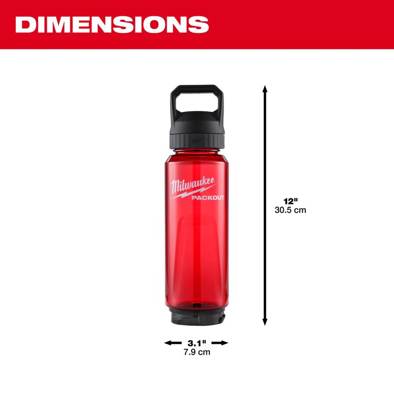 Milwaukee Packout 34 oz Red BPA Free Bottle with Chug Cap