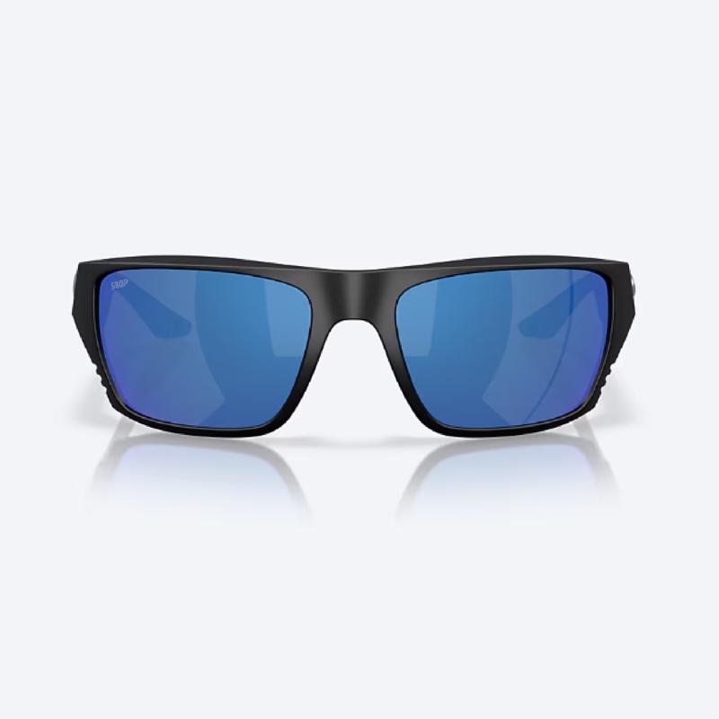 Costa Finlet Men's Matte Black Frame Blue Mirror Lens Polarized Sunglasses