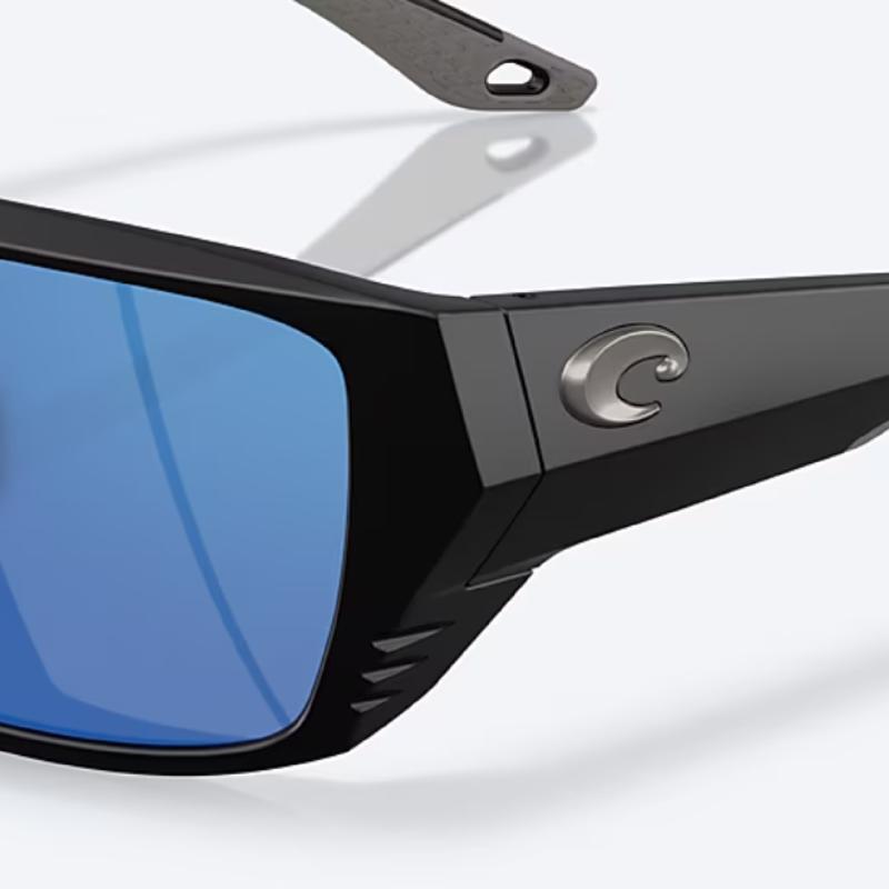 Costa Finlet Men's Matte Black Frame Blue Mirror Lens Polarized Sunglasses