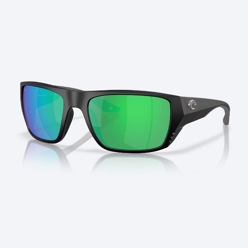 Costa Finlet Men's Matte Black Frame Green Mirror Lens Polarized Sunglasses
