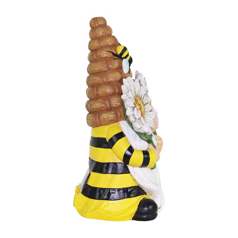 Exhart Assorted Resin 11 in. H Beekeeper Gnome Solar Statue