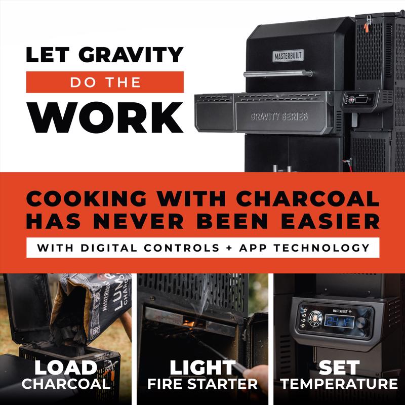 Masterbuilt 1150 in. Gravity Series Charcoal/Wood Grill and Smoker Black