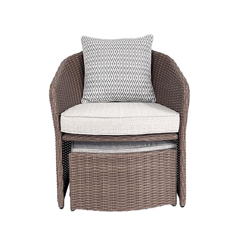 Living Accents Ashton 5 pc Brown Steel Casual Chat Set Gray Reversible Cushion