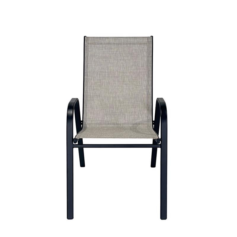Living Accents Tan Sling Black Steel Frame Stackable Dining Chair