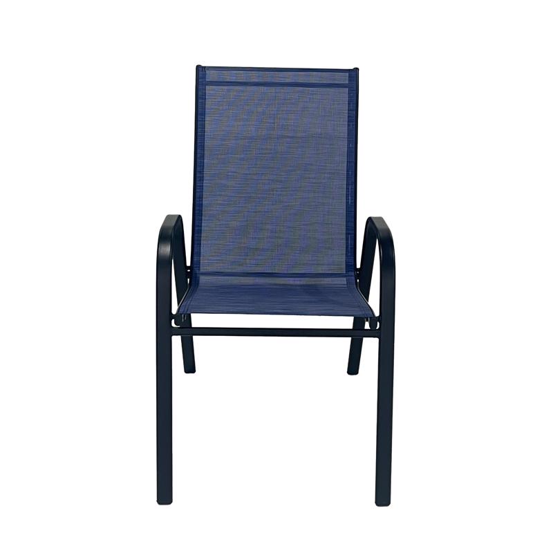 Living Accents Blue Sling Black Steel Frame Stackable Dining Chair