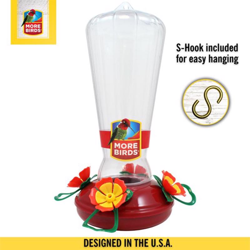 More Birds Hummingbird 25 oz Plastic Nectar Bird Feeder 4 ports