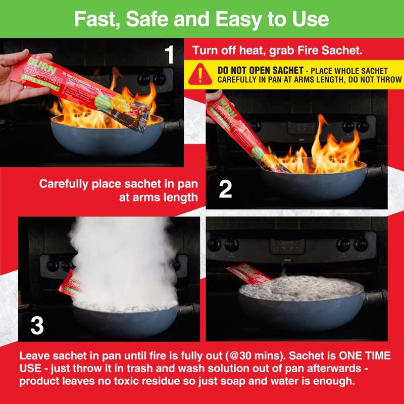 BurnBuster 5 oz Fire Suppressant Sachet For Kitchen