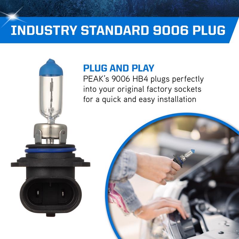 Peak Power Vision Halogen Forward Lighting Automotive Bulb 9006