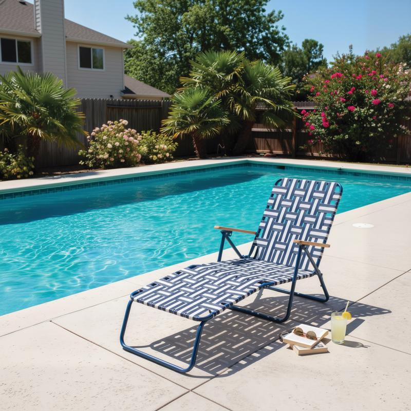 Living Accents Multi-Position Blue/White Striped Folding Lounger