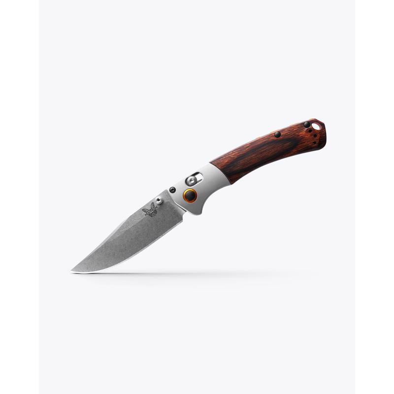 Benchmade Dark Brown Wood S30V Steel > 6 in. Gray Aluminum & Wood Folding Knife