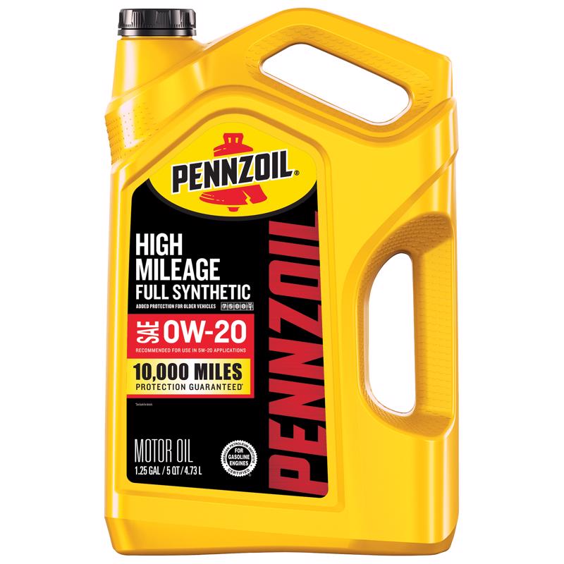 Pennzoil Full Synthetic 0W-20 High Mileage Motor Oil 5 qt 1 pk