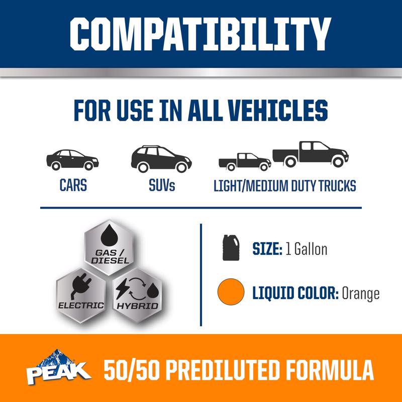 Peak NA Orange 50/50 Antifreeze/Coolant 1 gal