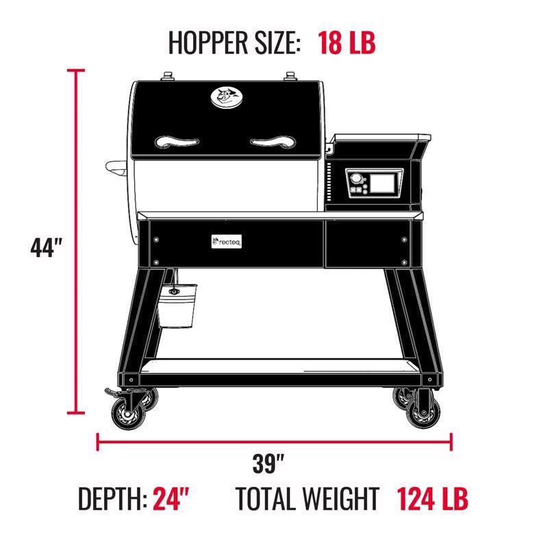 Recteq Patio Legend 600 Wood Pellet WiFi Grill and Smoker Black/Silver