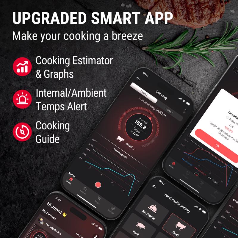 ThermoPro LED WiFi Enabled Bluetooth Enabled Meat Thermometer