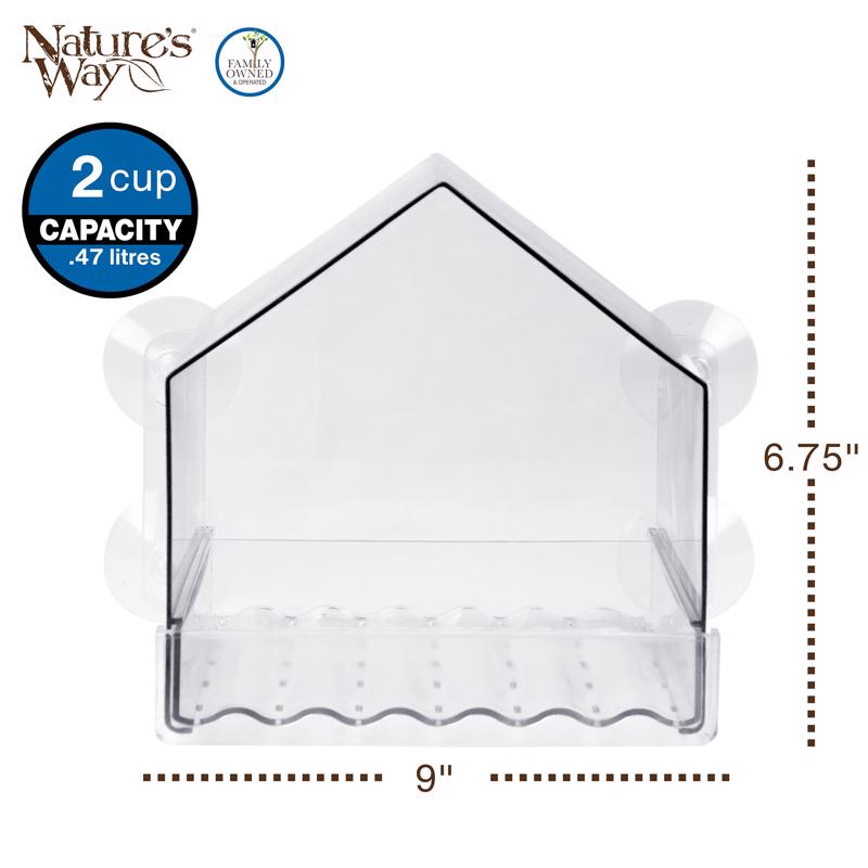 Nature's Way 2 cups Plastic Window Bird Feeder