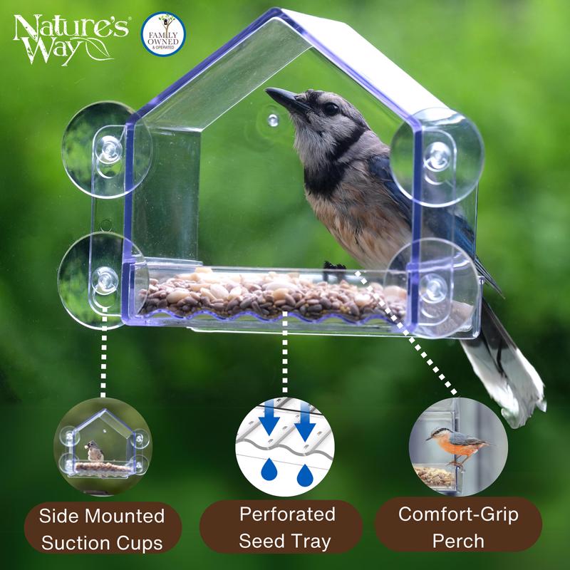 Nature's Way 2 cups Plastic Window Bird Feeder