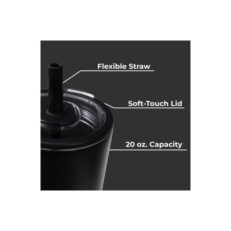 Hydrojug 20 oz Black BPA Free Insulated Straw Tumbler
