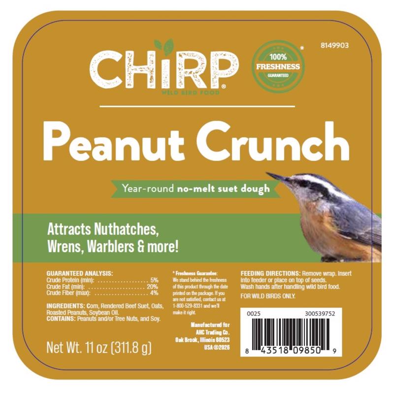 Chirp Peanut Crunch No Melt Suet Peanut Suet 11 oz
